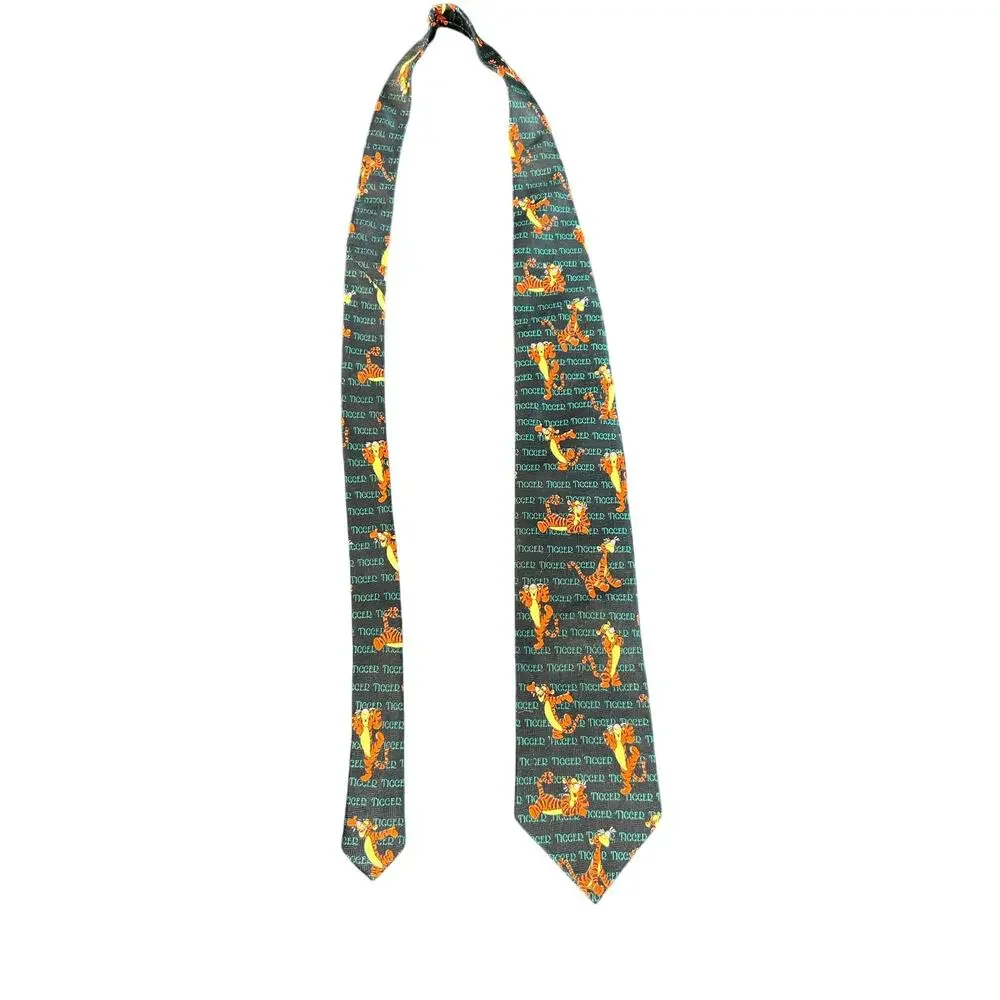 90s Disney- Tigger- honey- black green writing - novelty neck tie Winne the Pooh